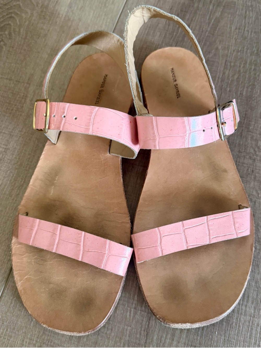 Mansur Gavriel Genuine Leather Pink Sandals Shoes 37 Made In Italy Flats Summer - Picture 2 of 9